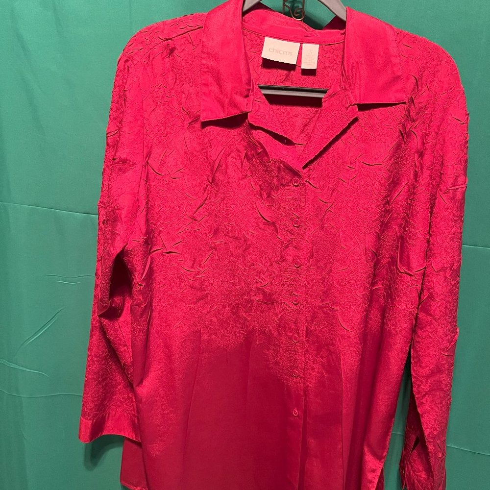 Chico's Red crinkled Blouse